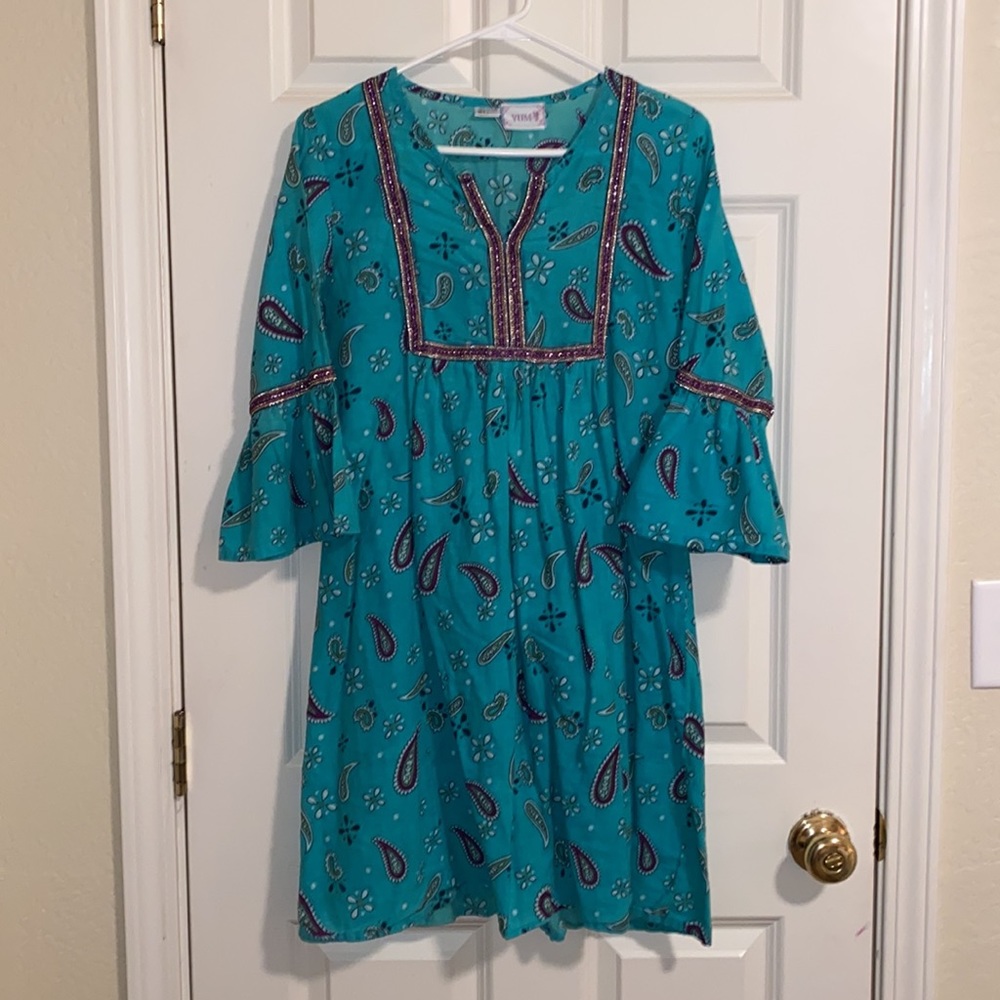 Indian Tunic Blue and Purple Paisley